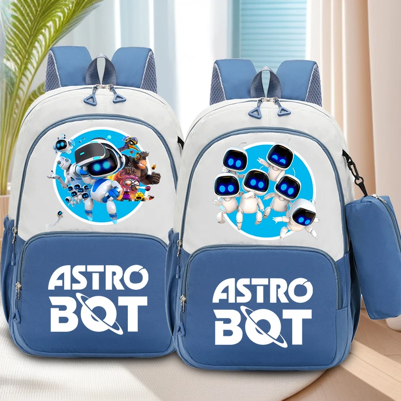 Mochila escolar Astro Bot con estuche para lápices para estudiantes, mochila de moda de Anime, mochilas escolares para niños y niñas, almacenamiento de papelería, regalo, 2 uds.