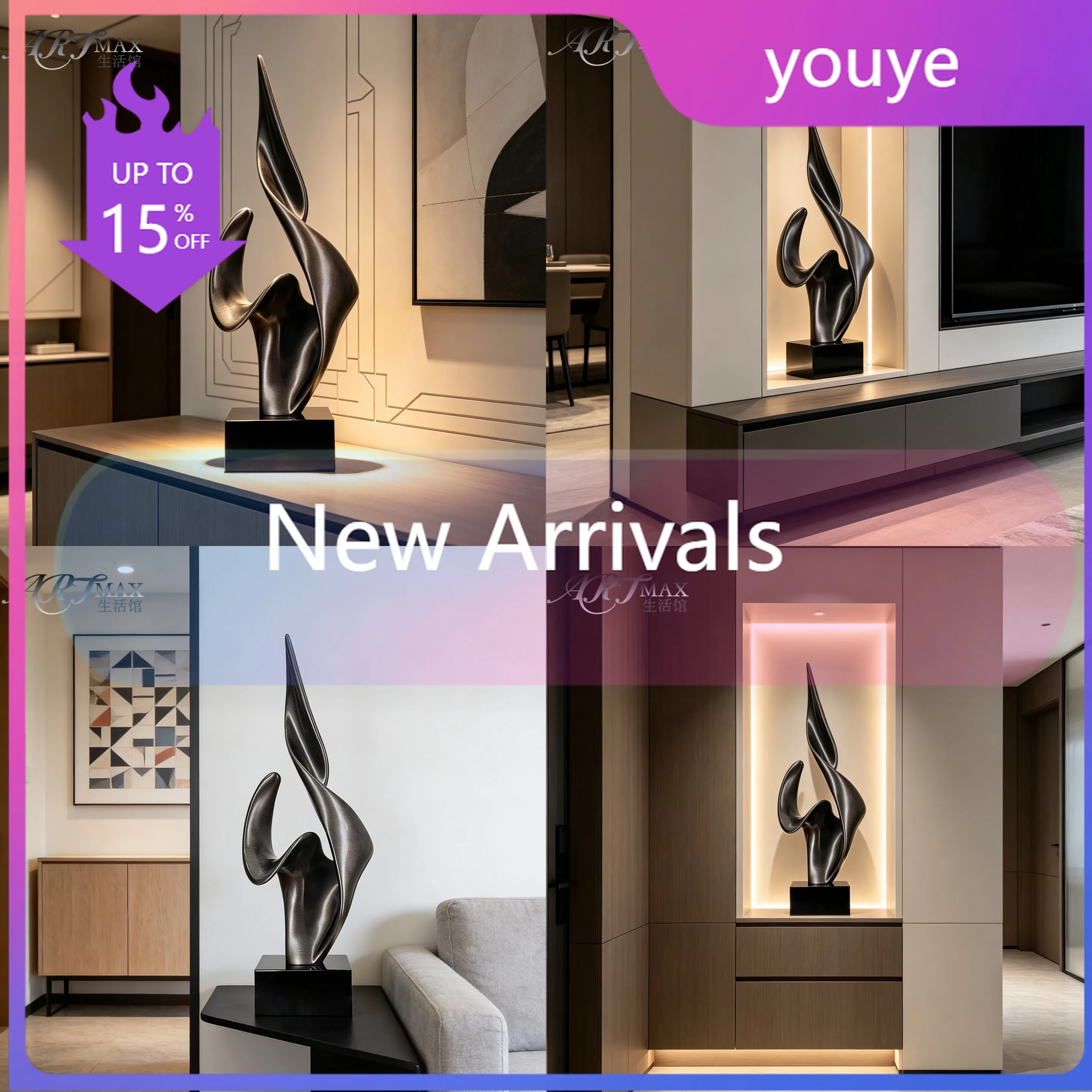 J81 Sculptural Decor for Living Room Entryway Modern Abstract Art Glass Fiber Creative Ornament