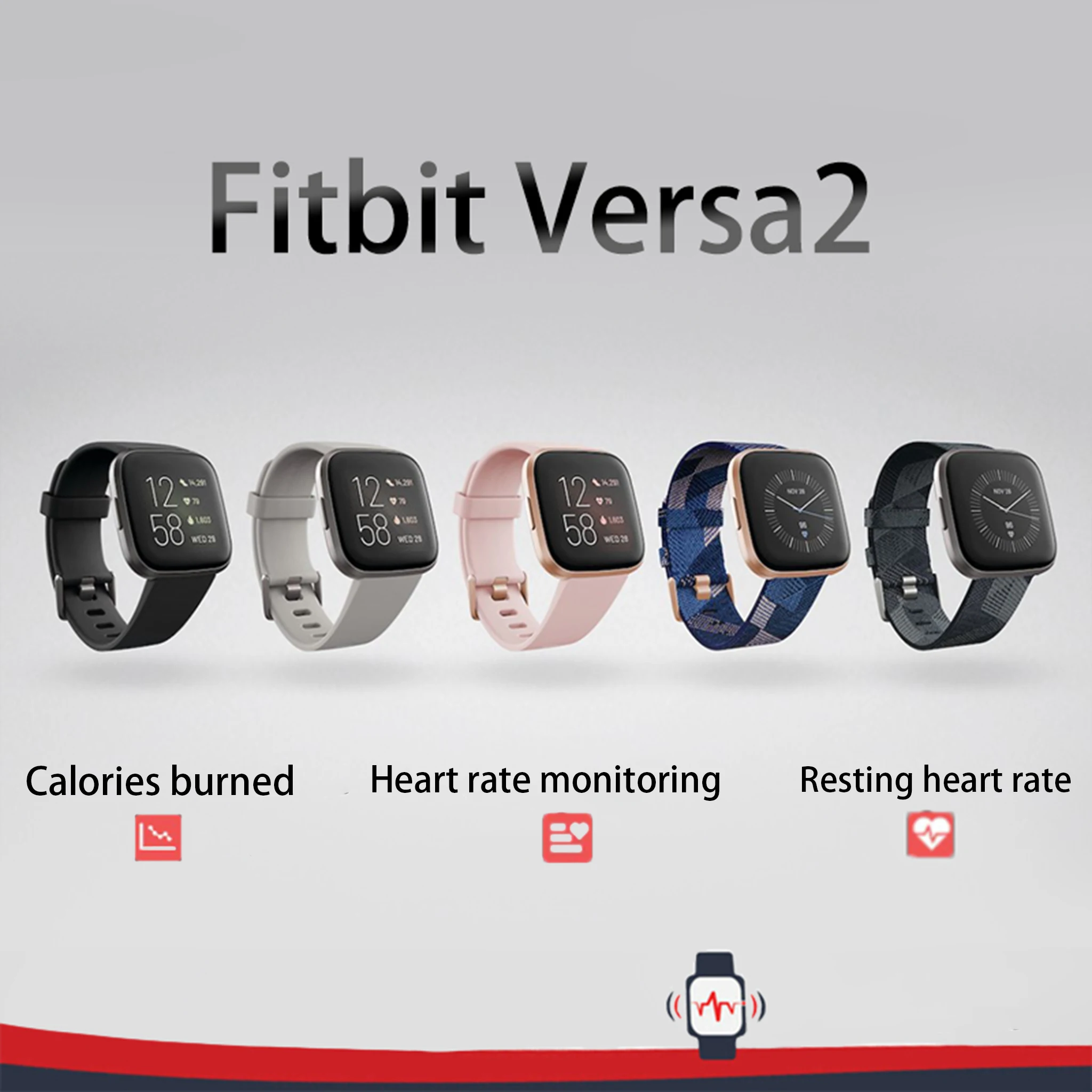 Fitbit Versa 2 Smartwatch per la salute e il Fitness con frequenza cardiaca, musica, Alexa Built-In, monitoraggio del sonno e del nuoto,