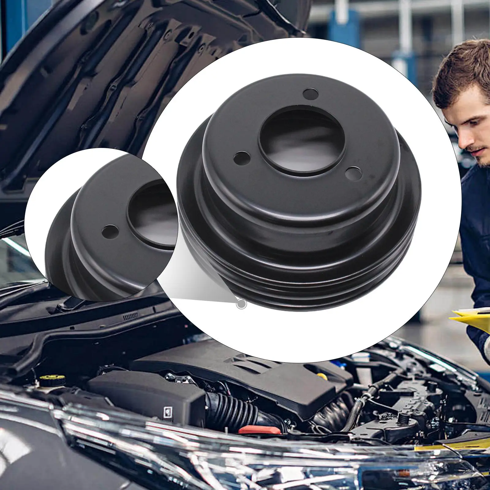 Automotive Crankshaft Pulley Kit Steel 2 Groove Sturdy and Durable for Ford 289 302 Engine 1965 1967 Direct Fit