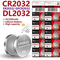 10PCS CR2032 210mAh CR 2032 DL2032 ECR2032 3V Lithium Battery for Watch Toy Calculator Car Key Remote Control Button Coin Cells