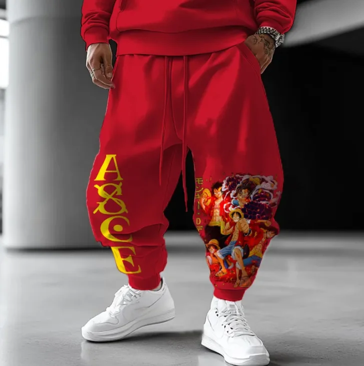 Długie spodnie z nadrukiem postaci z One Piece są wygodne i luźne. Długie spodnie z polaru na jesień i zimę są sportowe i codzienne.