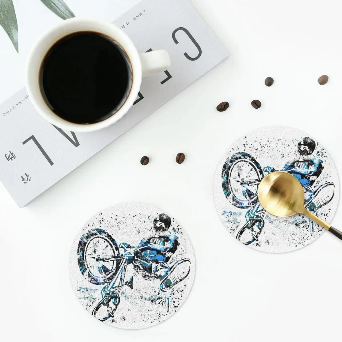

BMX Rider BMX велосипедные подставки кухонные салфетки водонепроницаемые изоляционные коврики для чашек кофейные коврики для декора домашней посуды подушечки набор из 4 шт.