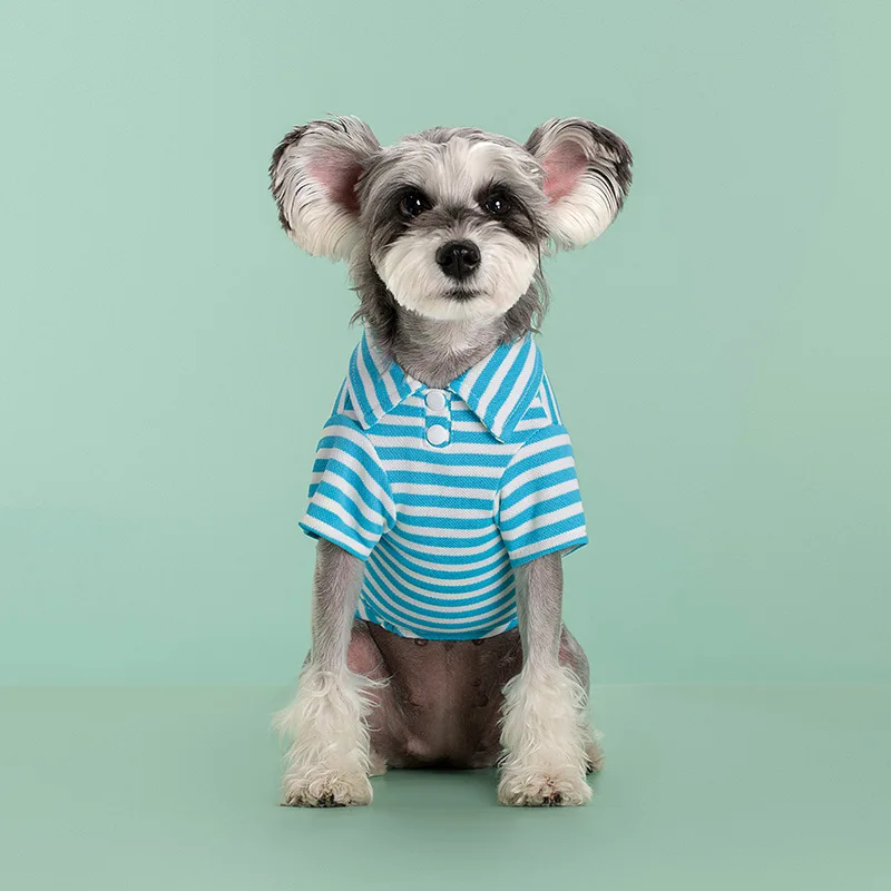 Summer Dog Polo Shirts Pet Dog Vest Striped Dog Clothes Cotton Puppy Pullover Chihuahua Bichon Costume Cat T Shirt Dog Hoodies