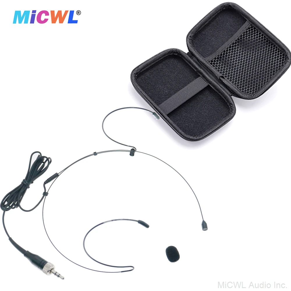 最高品質の HM300 ブラック HeadMic ヘッドセットマイクゼンハイザー Shure AKG MiPro オーディオテクニカ 3Pin 4pin 3.5 ミリメートルジッパーケース