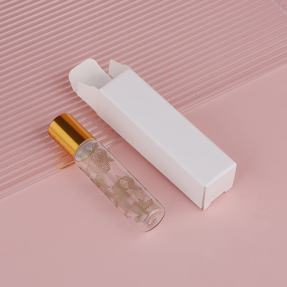 

Flower Pattern Roller Bottle 10ml Perfume Bottle With Packing Box Travel Portable Empty Glass Perfume Bottle 10/20/30PCS