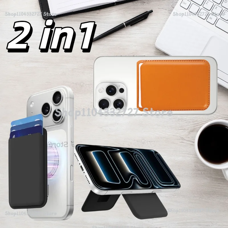 Funda magnética de cuero con tarjetero y soporte oculto para MagSafe para iPhone 15PM 14 13 ProMax Plus, cubierta trasera tipo billetera