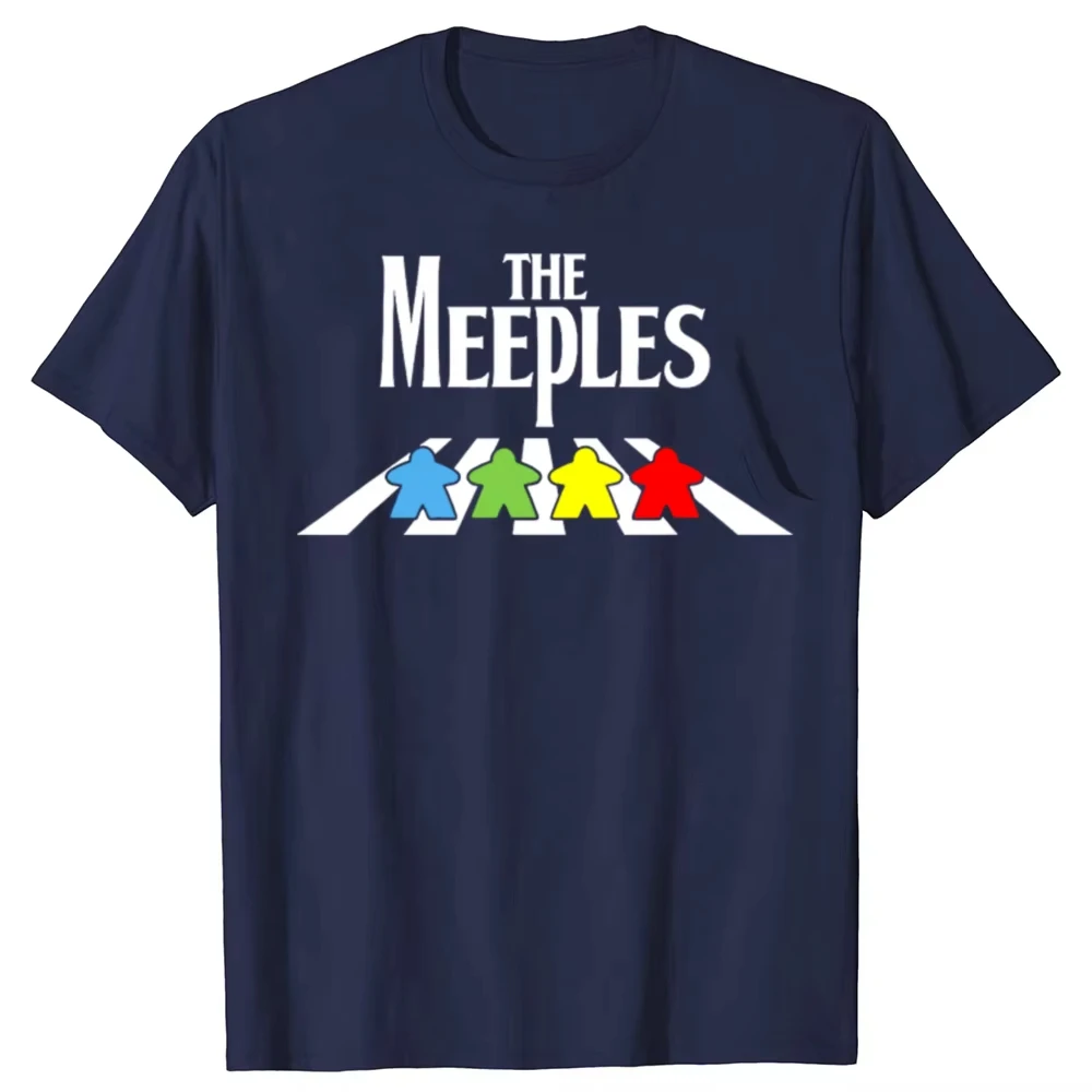 Men The Meeples Casual Printed T-Shirt Crew Neck Short Sleeve All-Season Unisex Tee Regular Fit Ideal for Board Game Enthusiasts