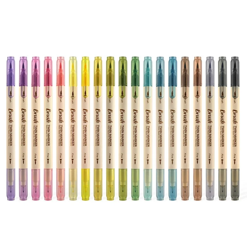 3PCS/Set Retro Colors Double Tip Marker Pens Line Drawing Watercolor Pen Student Art Painting School Stationary