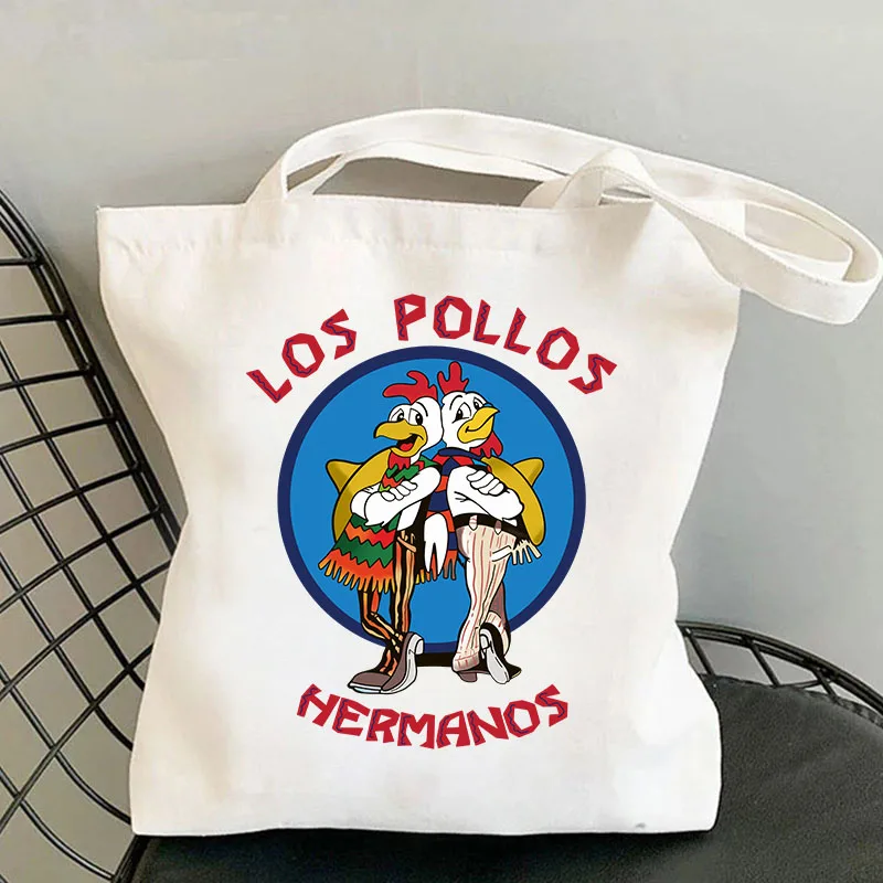 LOS POLLOS HERMANOS Pattern Canvas Luggage Mothers Day Gift  Tote Bag Large Capacity Fashion Casual Reusable Shopping Eco Bag