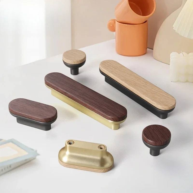 Minimalist Drawer Handles Nordic Solid Wood Cabinet Handles Long Pulls for Floor-to-Ceiling Wardrobe Kitchen Cabinets & Drawers