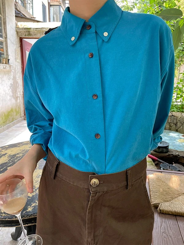 

Винтажный свободный женский топ irt, осеннее новое поступление, белый усиливающий повседневный топ из смеси хлопка и лиоцелла ort Sve на пуговицах