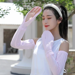 Large Size Summer UV Protection Long Ice Gloves Ice Sleeve Arm Cover Women Driving Cycling Arm Sleeve Breathable Outdoor Sleeves