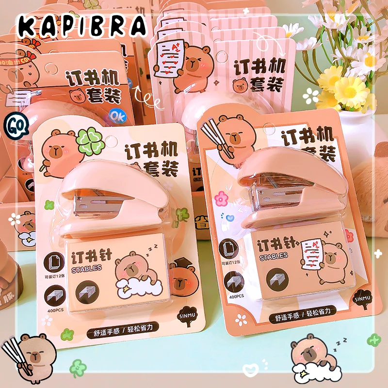 kawaii Stationery staplers School supplies book binding supplies office accessories cute  capybara mini Stapler office gadgets