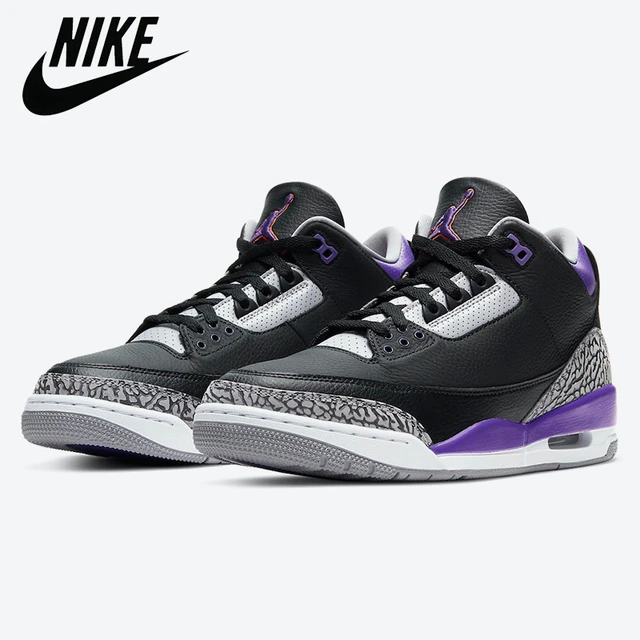 Ozde kokenleri NIKE Air Jordan Retro 3 Tinker ye il mor mahkeme Varsity kraliyet erkekler kad nlar futbol Snickers ayakkab AliExpress
