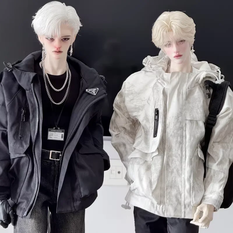 Ropa para muñecas de 75cm, abrigo cortavientos blanco y negro, accesorios de ropa para muñecas (solo abrigo, sin muñeca)