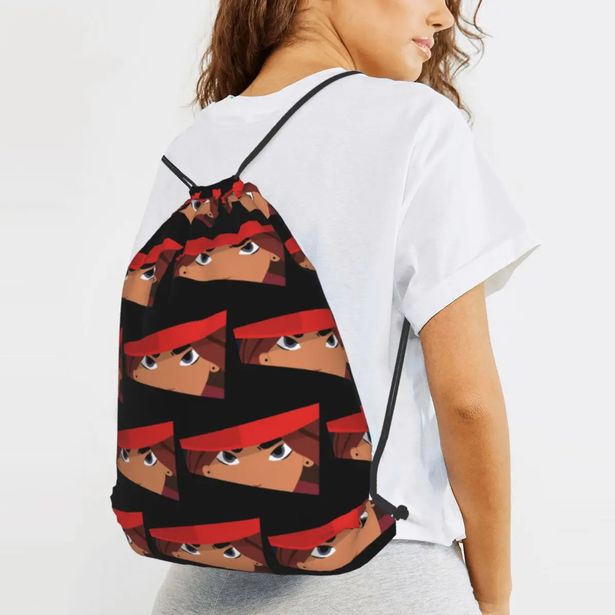 Look Backpacks Portable Drawstring Bundle Pocket Sports Bag Book Bags for Travel School
