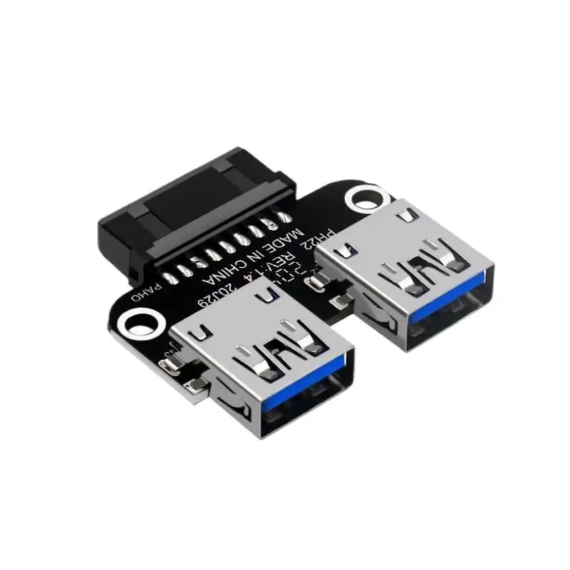 19/20 Pin Motherboard USB 3.0 Splitter Adapter 1Pcs Dual USB A Port High Speed for Desktop PC Internal Installation