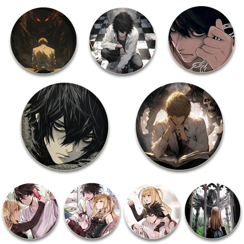 

Japanese Anime Death Note Enamel Pins L Killer Yagami Light Handmade Brooch for Clothes Backpack Decoration Cartoon Badge Gifts
