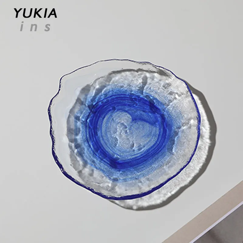 

Голубая стеклянная Салатница, BlueTransparent, Салатница, фруктовый суп, десерт, закуска, еда, миксер, большая миска для мытья чая