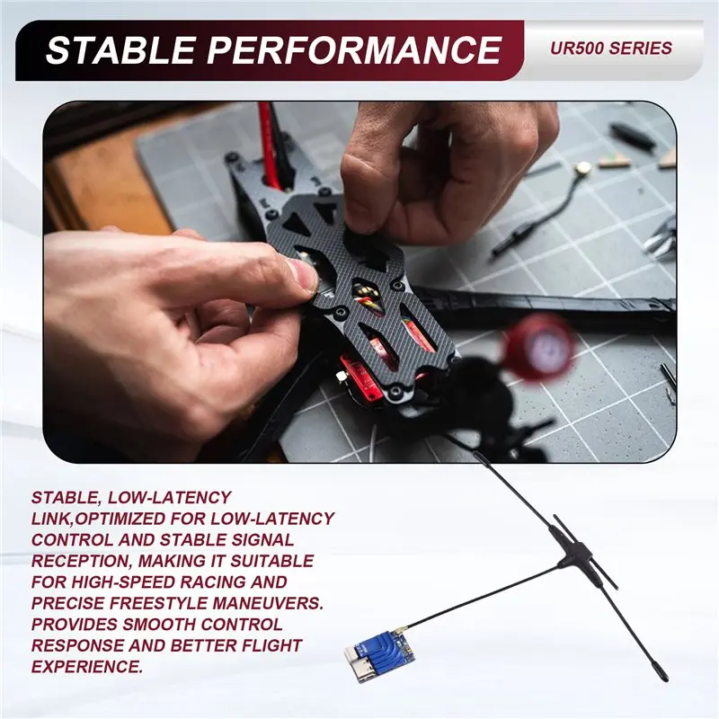 Y44A ELRS UR500 Dual Band Ultra-Long Range RX ExpressLRS Receiver 868MHz 900MHz 2.4GHz for FPV Drone 80MM