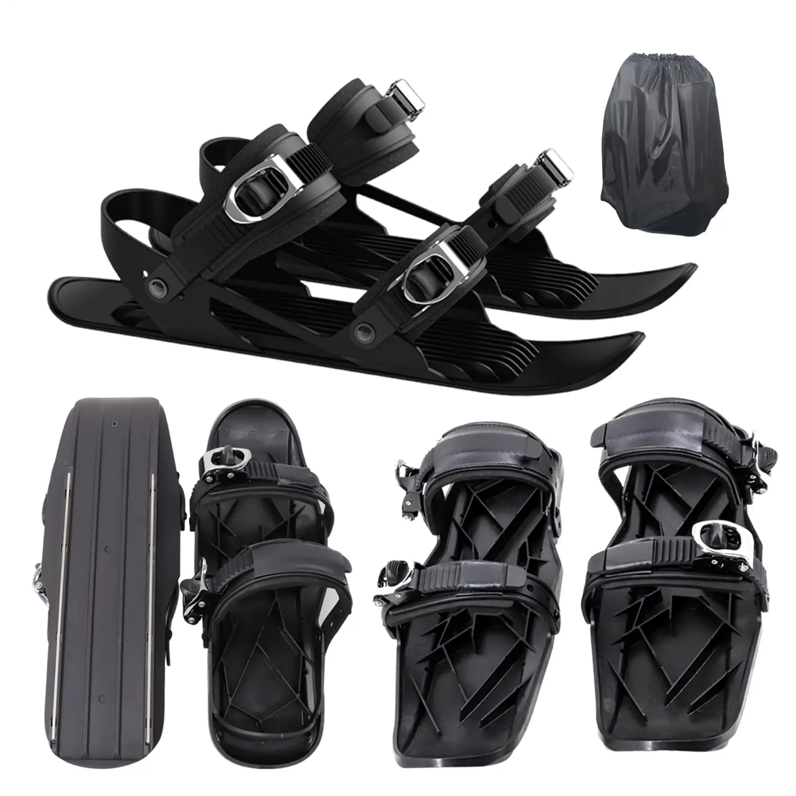Short Skis Short Snowskates Compact Skiing Accessory Multifunctional Adjustable Skiing Tools Lightweight Non-Slip Snow Feet