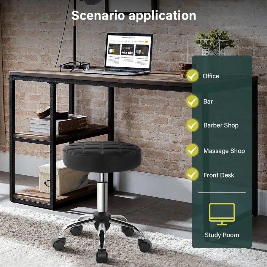 เก้าอี้หมุนแบบคลาสสิกพร้อมล้อ สำหรับร้านเสริมสวย ใช้ในบ้าน ร้านสปา ปรับความสูงได้ ราคาประหยัด เก้าอี้ล้อเลื่อนขนาดเล็ก