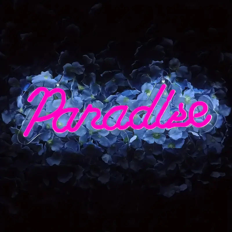 Paradise Neon Sign com interruptor regulável, Cave LED Wall Decoration, Home Party, Bar Room, Holiday, All Holiday