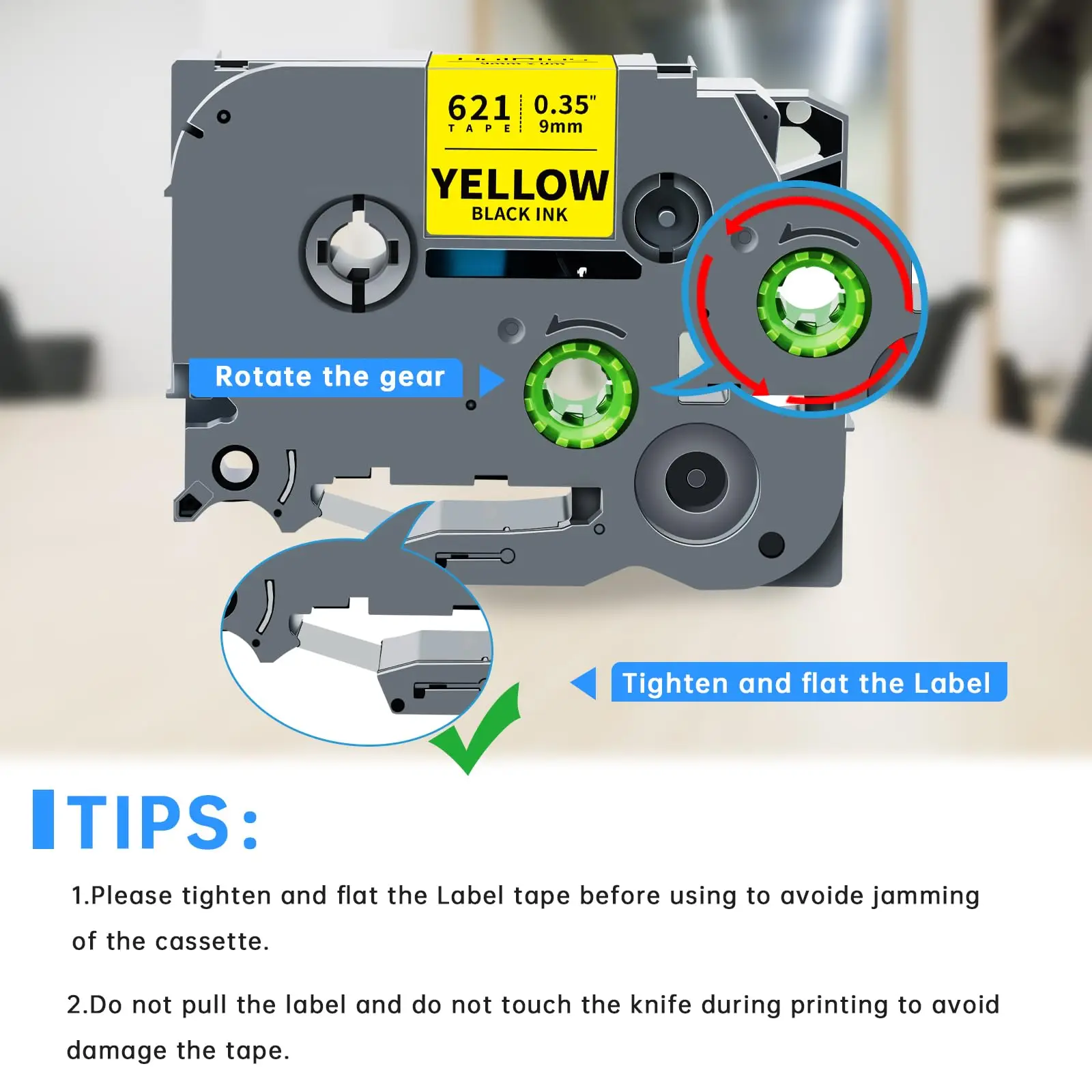 200Pcs tze tape 9mm 621 Label Tape Compatible for Brother P-Touch Label Maker for TZ TZE 621