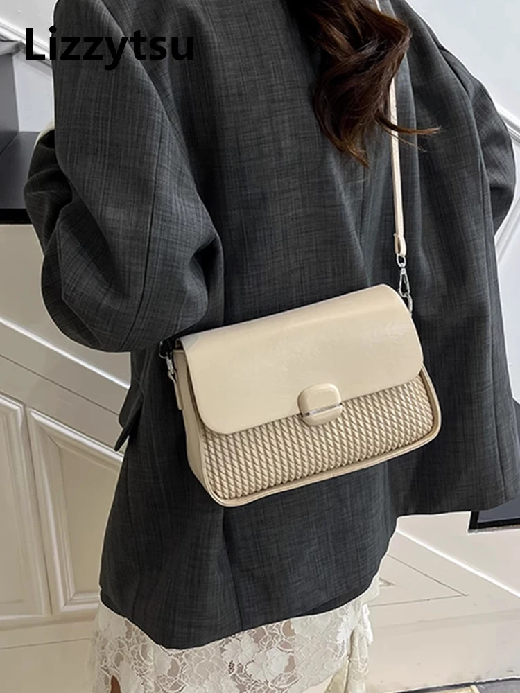 

Lizzytsu Elegant Design Luxury PU Square Shoulder Bags Vintage Korean Bag Women Easymatch Streetwear Crossbody Bag