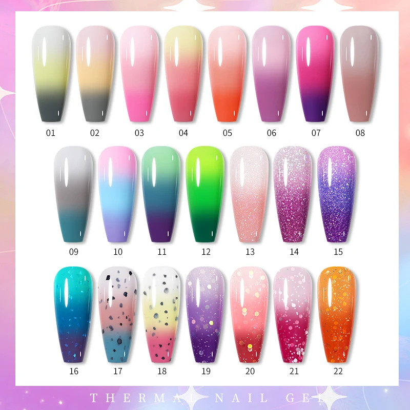 BORN PRETTY 10ml Sequins Thermal Gel Nail Polish 3 Layers Blue Glitter Snowflake Temperature Color Changing Nails Gel Varnis