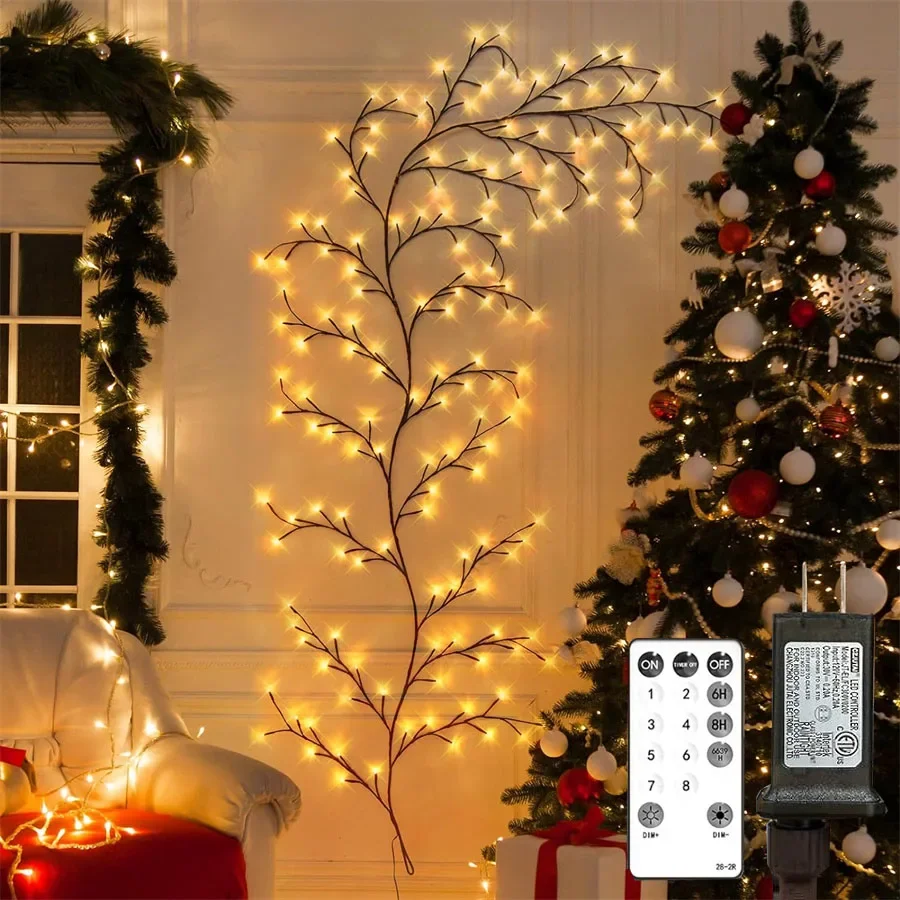 

144 LED Lighted Willow Vines Lights for Walls Home Decor Christmas Swags Artificial Plants Tree Branche Light