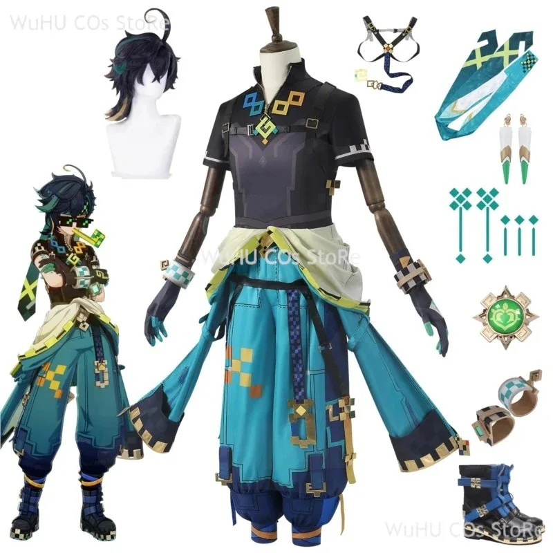 

Игра Genshinimpact Kinich Косплей Костюм Парик Полный комплект Аниме Ролевые игры Хэллоуин Вечеринка Comic Con Костюмы Shoesa;k6;8',