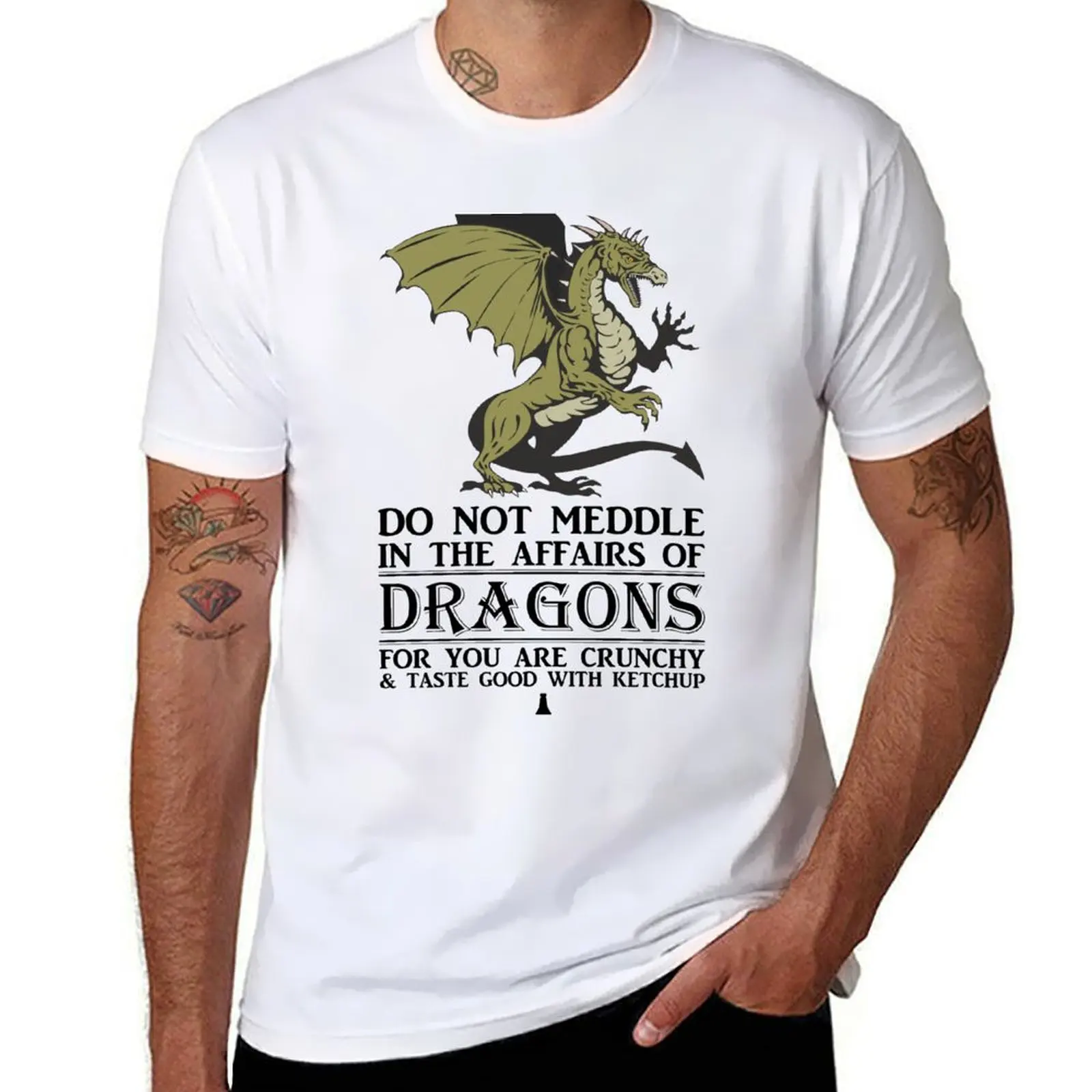 2 Many Dragon Meddlers T-Shirt Basic Casual Short Sleeve Cotton Shirt