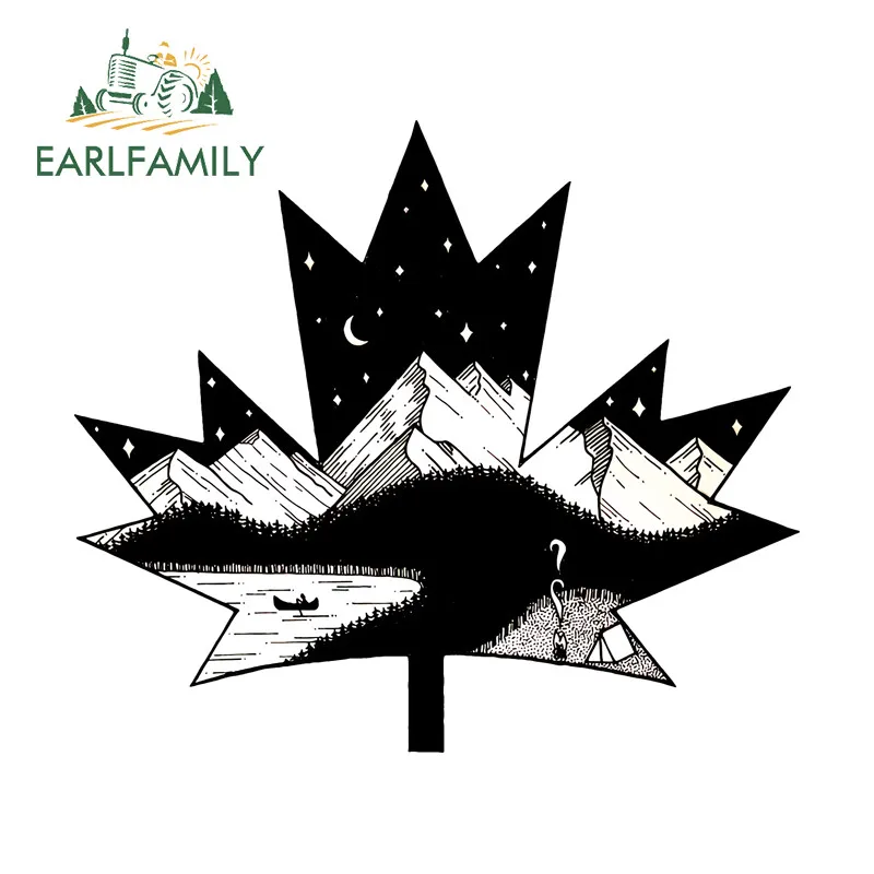 EARLFAMILY Maple Leaf Camping Car Stickers Waterproof Luggage Motorcycle Windows JDM Vinyl Decals Personality Car Accessories