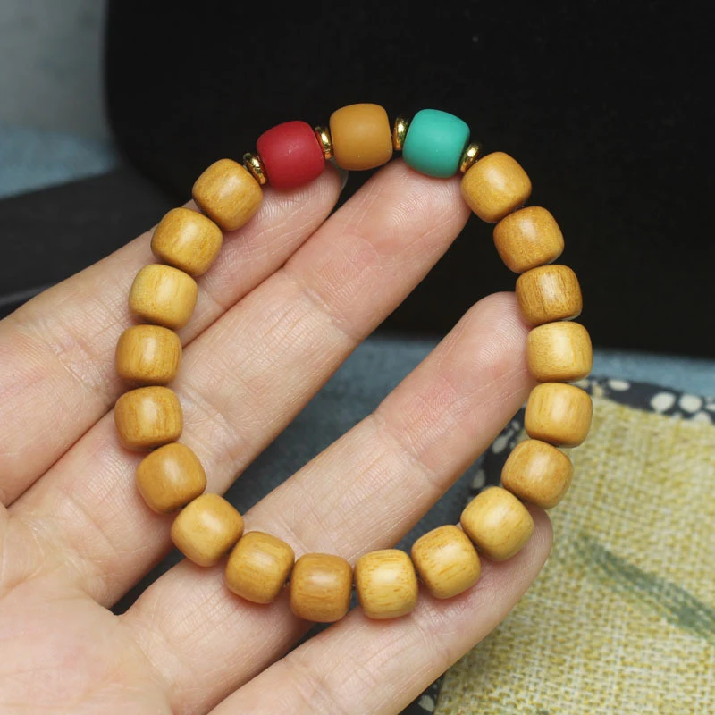 

Indonesian sandalwood vintage beads small bracelet, sandalwood bracelet for couples, antique material