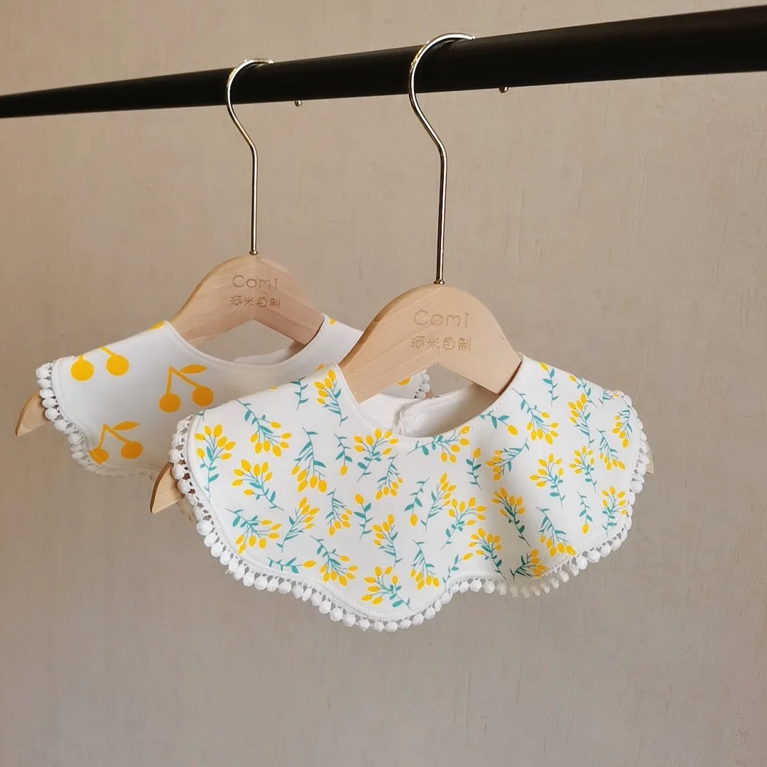 

0-1Year Cotton Baby Girl Bib Rotatable Baby Drool Towel Waterproof Bib Baby Feeding Supplies I Love Mom Dad