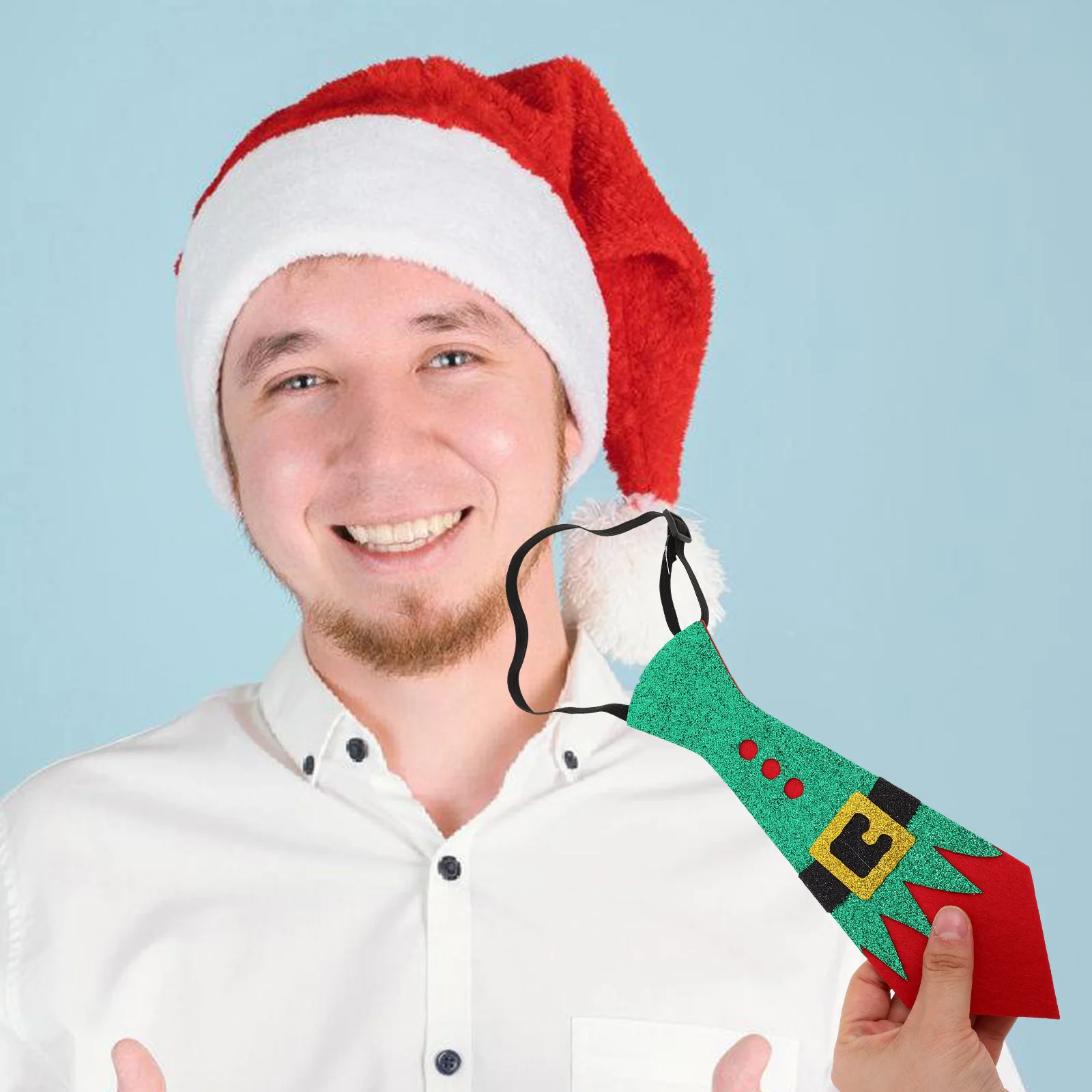 

2pcs Christmas Felt Neckties Elk Design Soft Holiday Party Accessory Xmas Winter Festival Wear Mens Kids Decor Tie