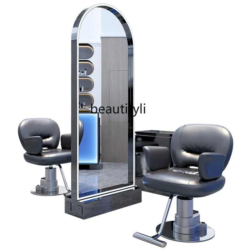 

SS NewBarber shop mirror table Hair shop single and double-sided floor mirror Hair salon special hair cutting mirror