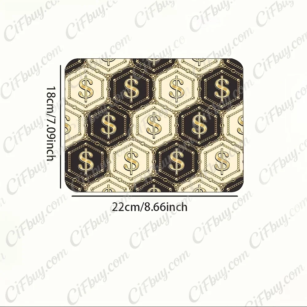 CIFbuy Mouse Pad Small Black Gold Chain Dollar Sign Print Luxury Street Money Style Smooth Cursor Precise Tracking Non-Slip Gami