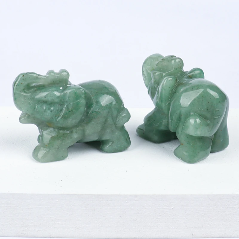 Estatuilla de elefante de Jade tallada a mano, Mini Animal de Aventurina curativa, artesanía de cristal, Chakra, Feng Shui, decoración del hogar, 1,5 pulgadas