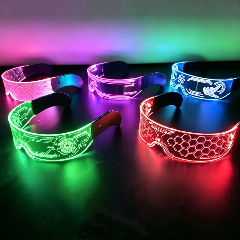Fajne świecące kolorowe diody LED świecące okulary świecące lampa neonowa migające okulary na imprezę do imprezowa ozdoba do tańca DJ w klubie nocnym — zdjęcie 3