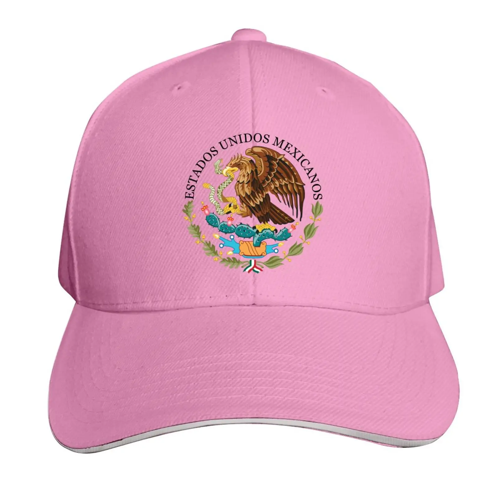 Mexican Eagle Embroidered Baseball Cap – Adjustable Cotton Dad Hat (Light Pink)