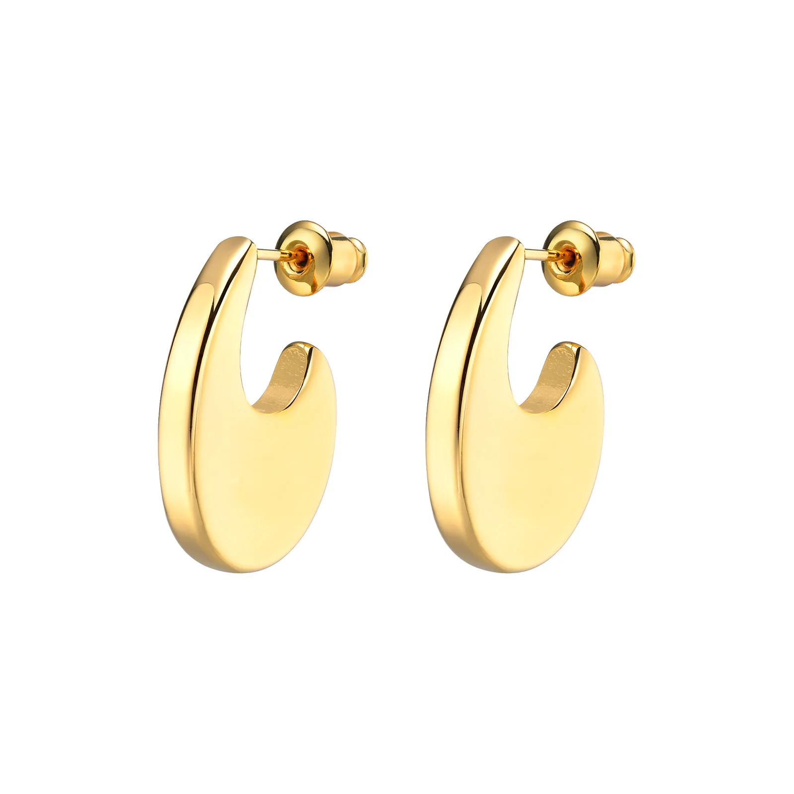 Minimalist Hoop Earring for Women, Chunky Geometric Stainless Steel Jewelry