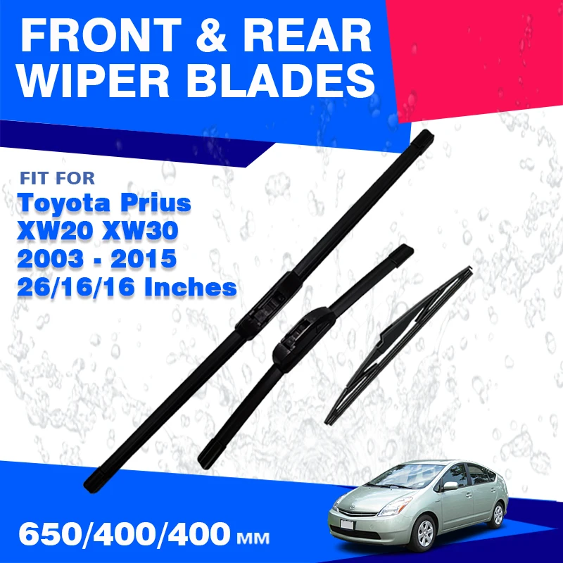 For Toyota Prius XW20 XW30 2003 - 2015 2nd 3rd Gen Front Rear Wiper Blades Windscreen Windshield Window Car Accessories Refill