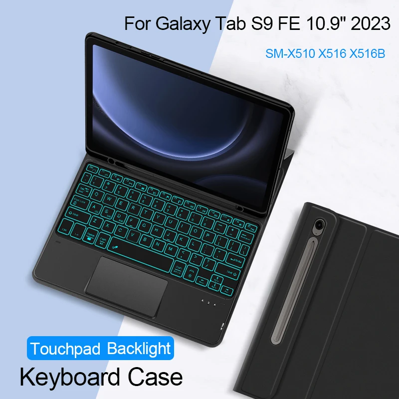 

Keyboard Case For Samsung Galaxy Tab S9 FE 10.9" SM-X510 X516 Tablet Keyboard Protective Stand Cover Shell With Touchpad Funda