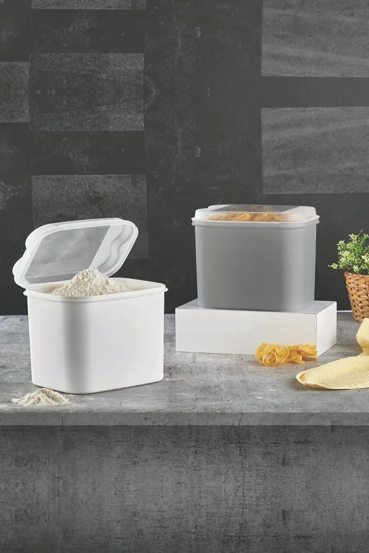 DOLBOVI 4 pcs flour and pulses container 10 Lt gray