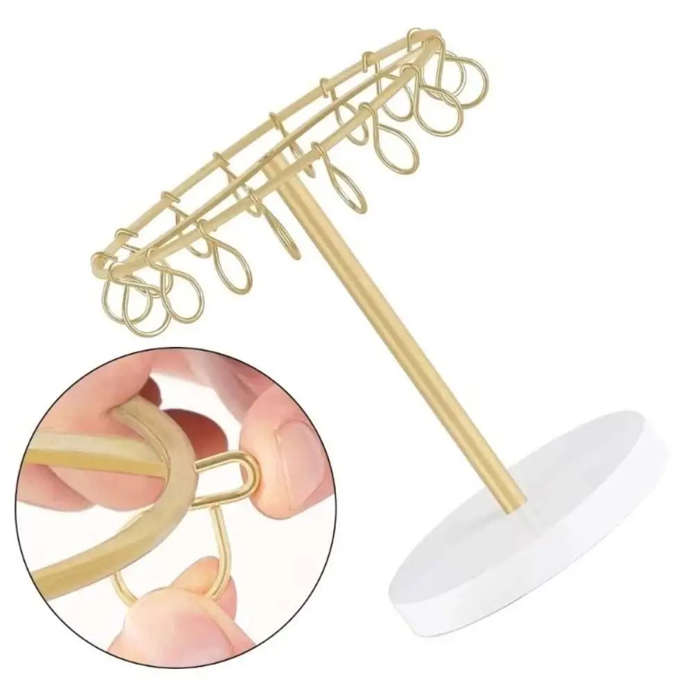 

Portable With 16Pcs Hooks Claw Clip Organizers Large Capacity Round Base Hair Clip Holder Removable Metal Claw Clip Stand Home