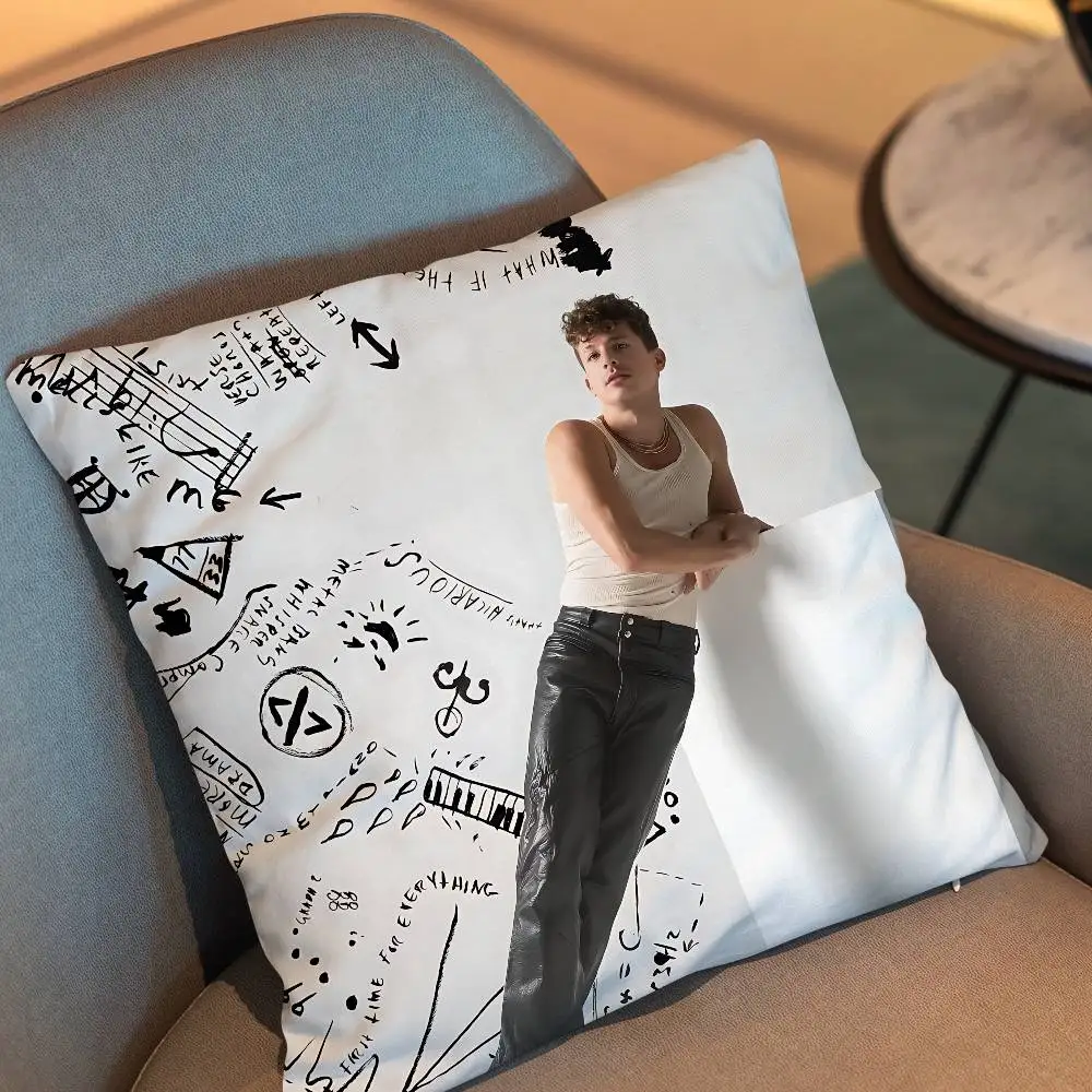 Whatever's Clever! Charlie Puth Pillow Case Anti-dustmite Pillowcase Invisible zipper silky short plush Sofa cushion cover