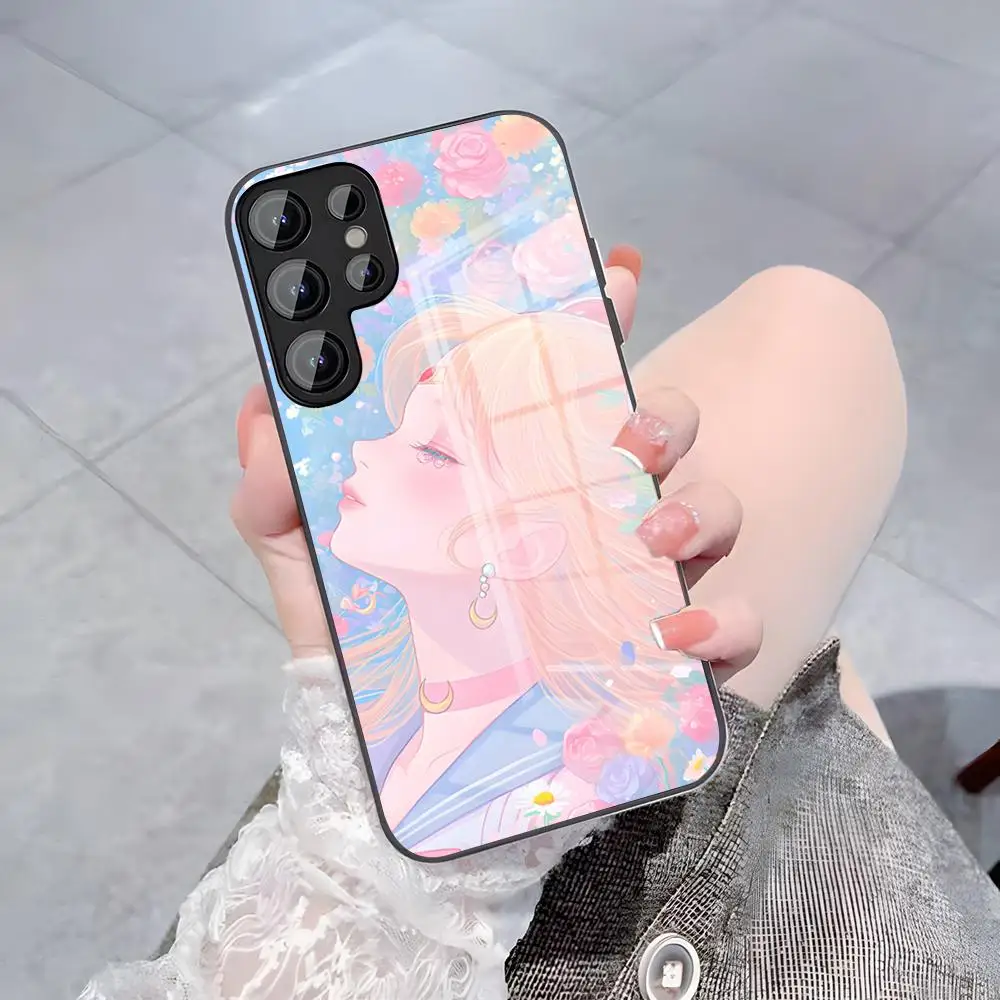 Anime S-SailorS MoonS Phone Case For Samsung S26 S25 Plus S20 S20 Plus S22 Ultra S23 FE S21 Plus S21 Ultra Glass Cover